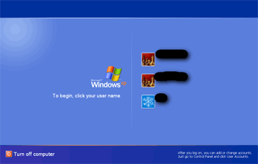 Стандартное окно входа в систему Windows